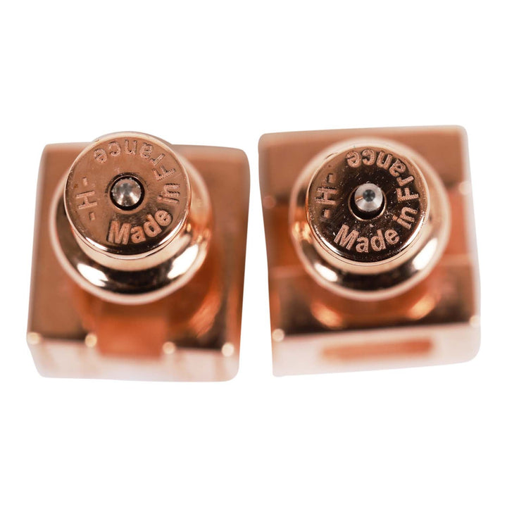 Top quality Hermes Cage d'H Earrings White Lacquered Rose Gold