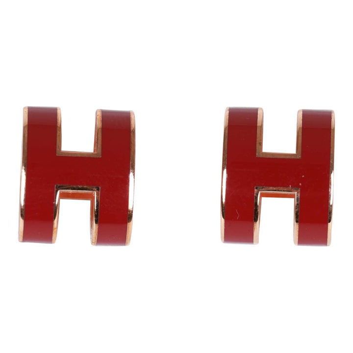 Top quality Hermes Red Enamel Mini Pop H Earrings