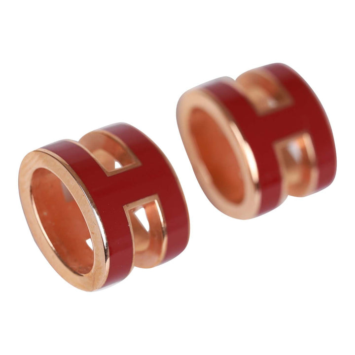 Top quality Hermes Red Enamel Mini Pop H Earrings