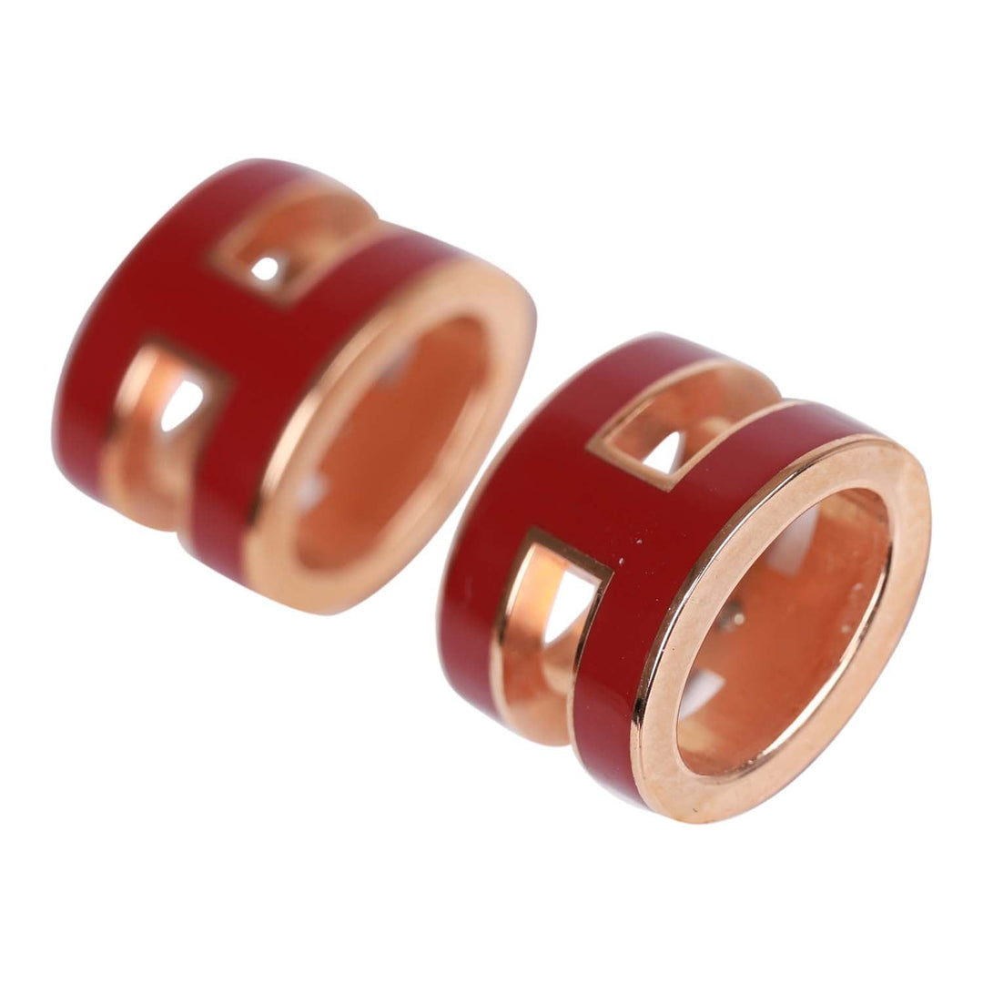 Top quality Hermes Red Enamel Mini Pop H Earrings