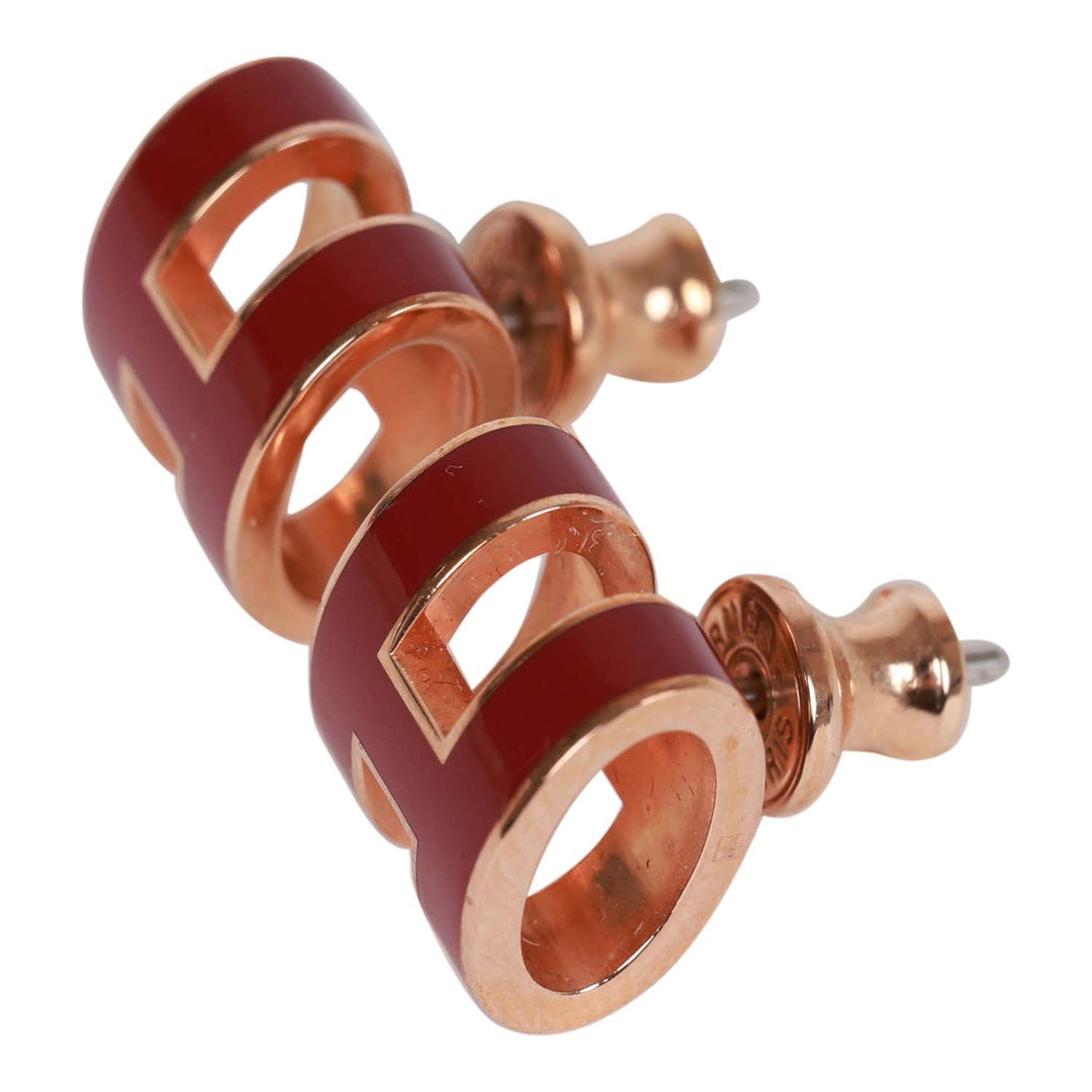 Top quality Hermes Red Enamel Mini Pop H Earrings