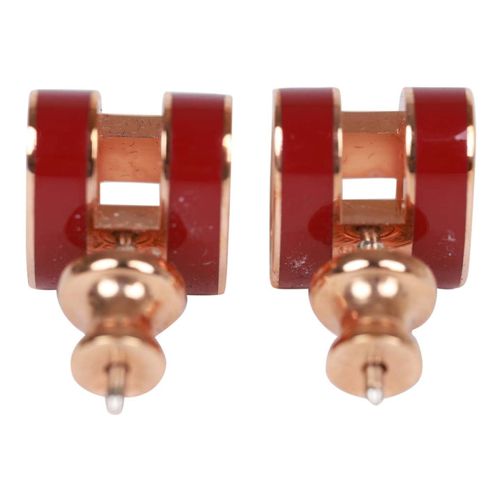 Top quality Hermes Red Enamel Mini Pop H Earrings