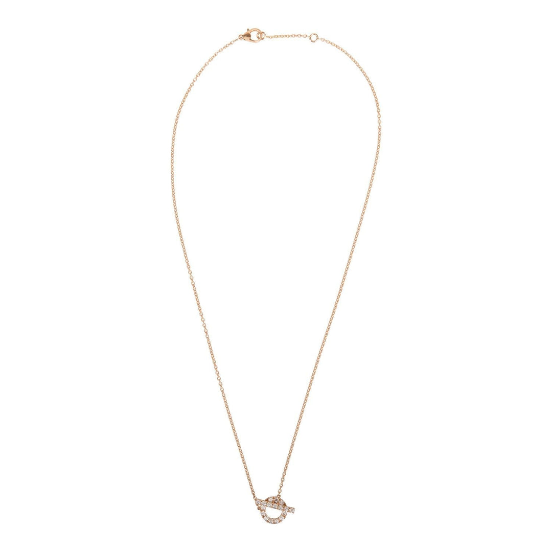 Top quality Hermes 18k Rose Gold San Coloris Diamond Finesse Pendant Necklace