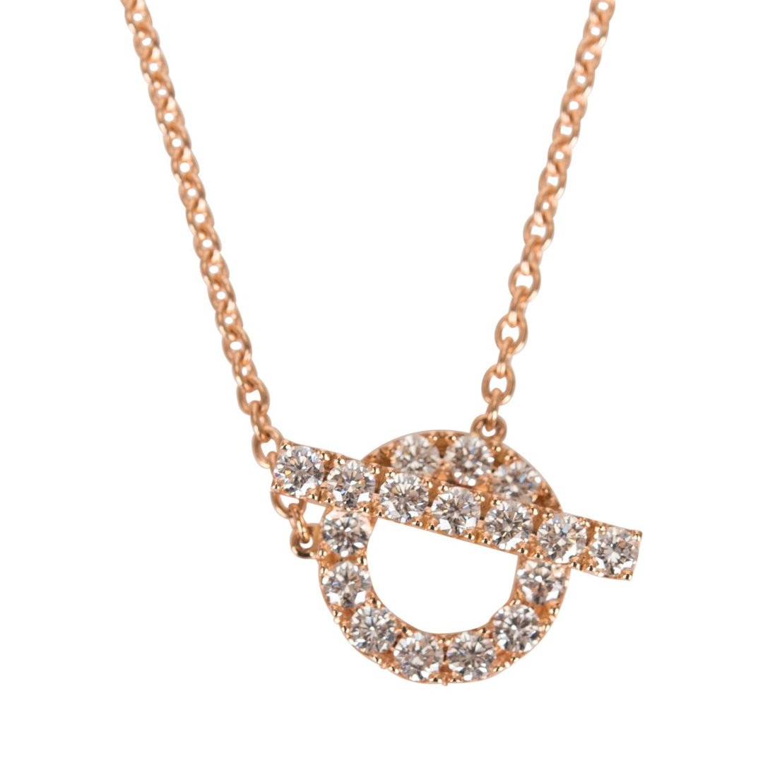 Top quality Hermes 18k Rose Gold San Coloris Diamond Finesse Pendant Necklace