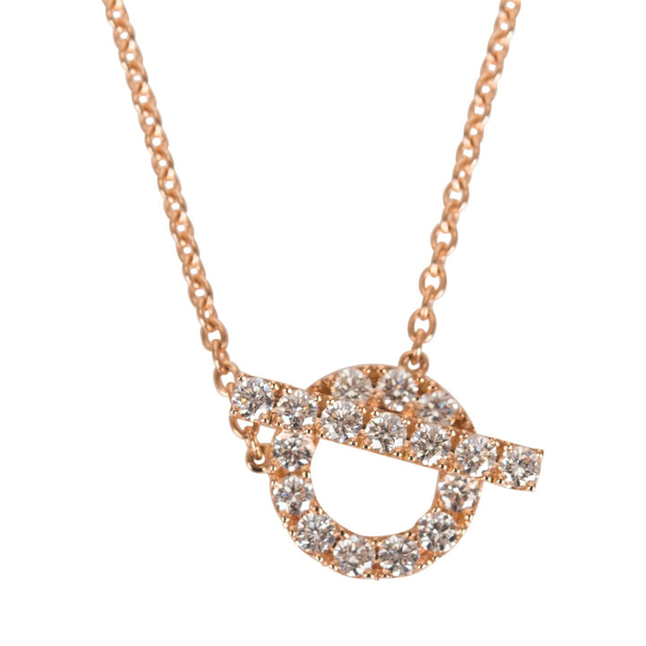 Top quality Hermes 18k Rose Gold San Coloris Diamond Finesse Pendant Necklace
