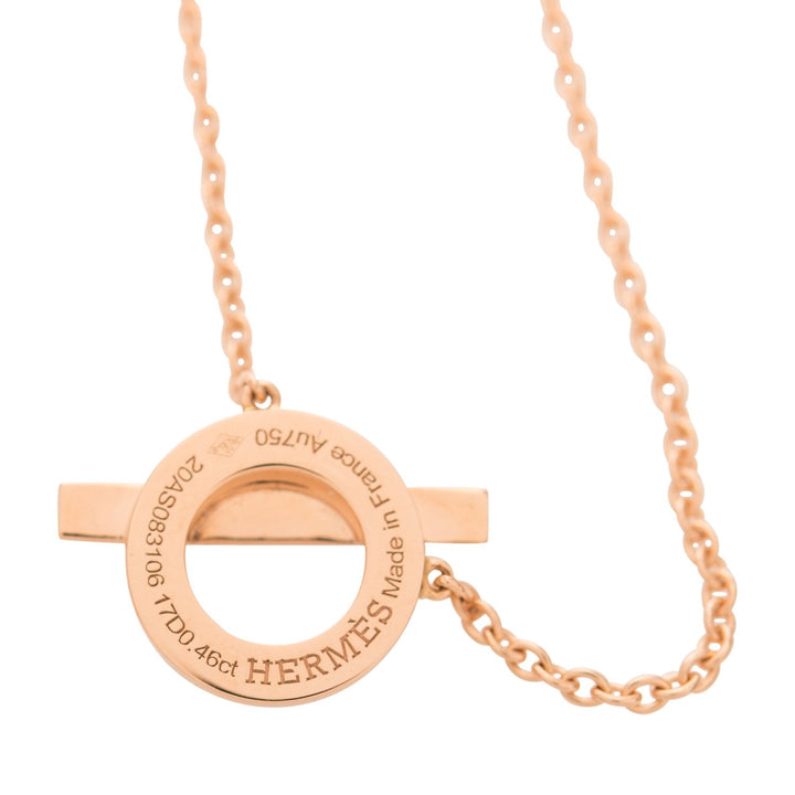 Top quality Hermes 18k Rose Gold San Coloris Diamond Finesse Pendant Necklace
