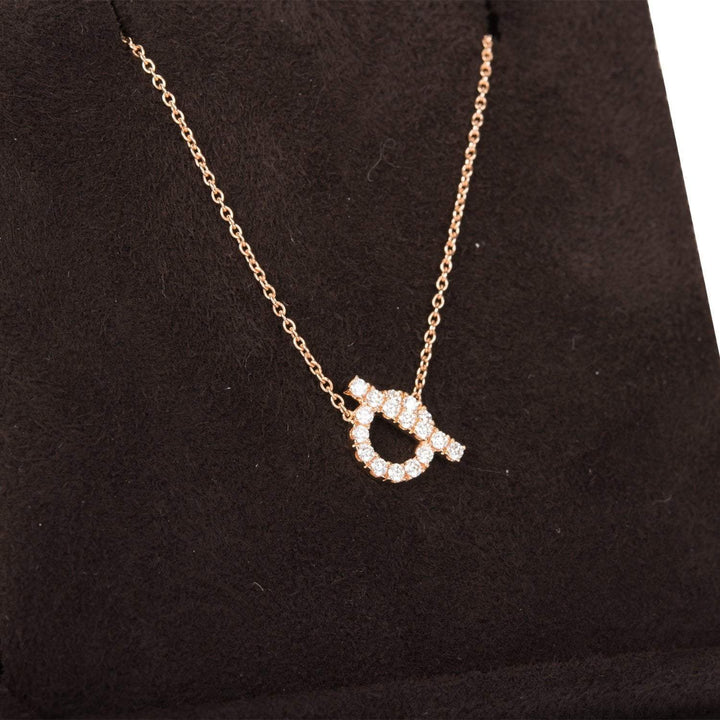 Top quality Hermes 18k Rose Gold San Coloris Diamond Finesse Pendant Necklace