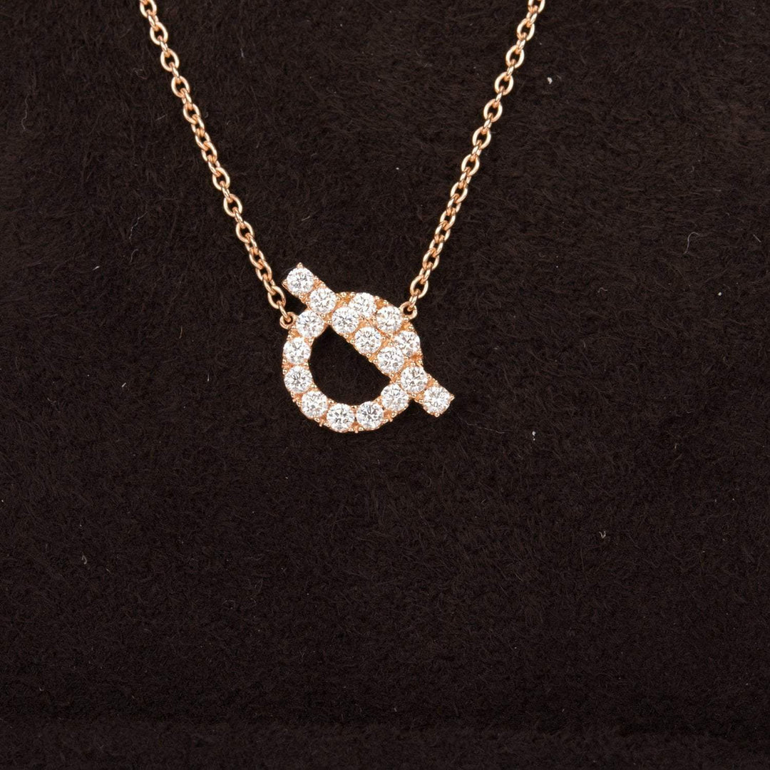 Top quality Hermes 18k Rose Gold San Coloris Diamond Finesse Pendant Necklace