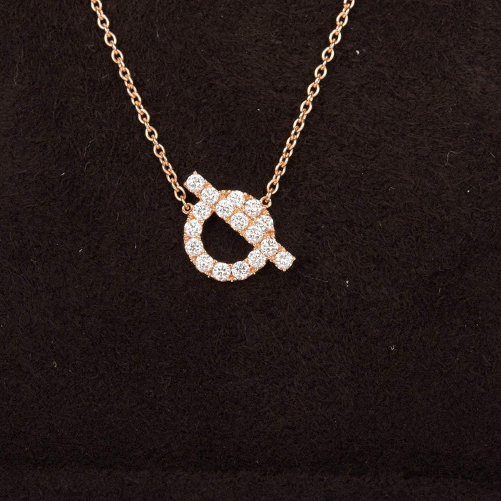 Top quality Hermes 18k Rose Gold San Coloris Diamond Finesse Pendant Necklace