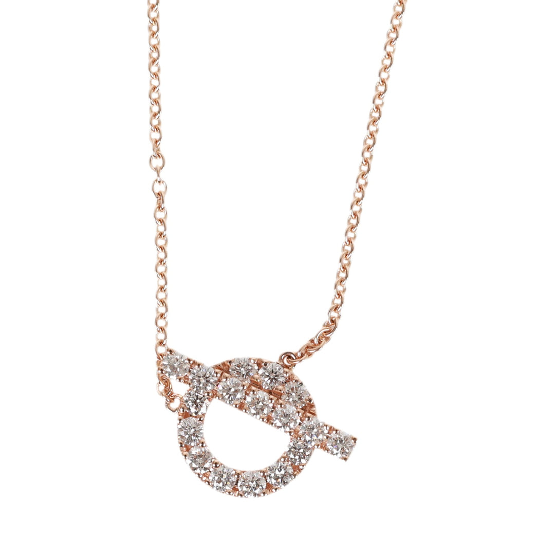 Top quality Hermes 18k Rose Gold San Coloris Diamond Finesse Pendant Necklace