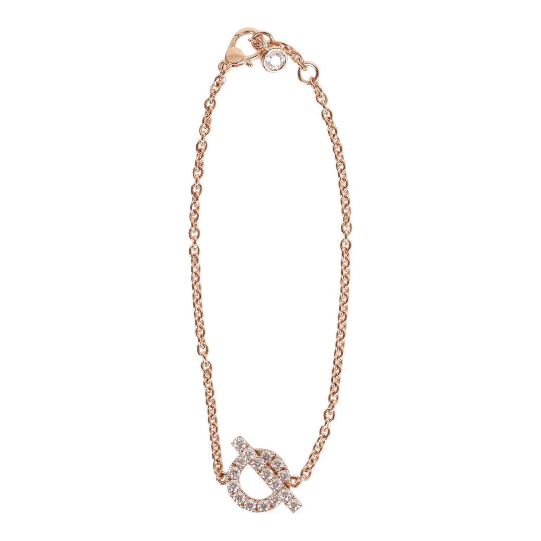 Top quality Hermes 18k Rose Gold Diamond Finesse Pendant Bracelet