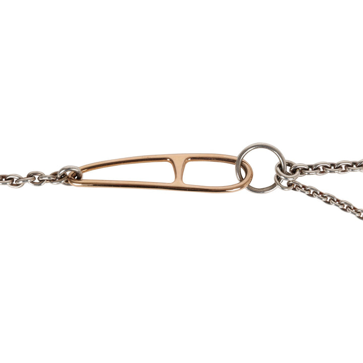 Top quality Hermes Silver and Rose Gold Chain D'ancre Punk Long Double Necklace