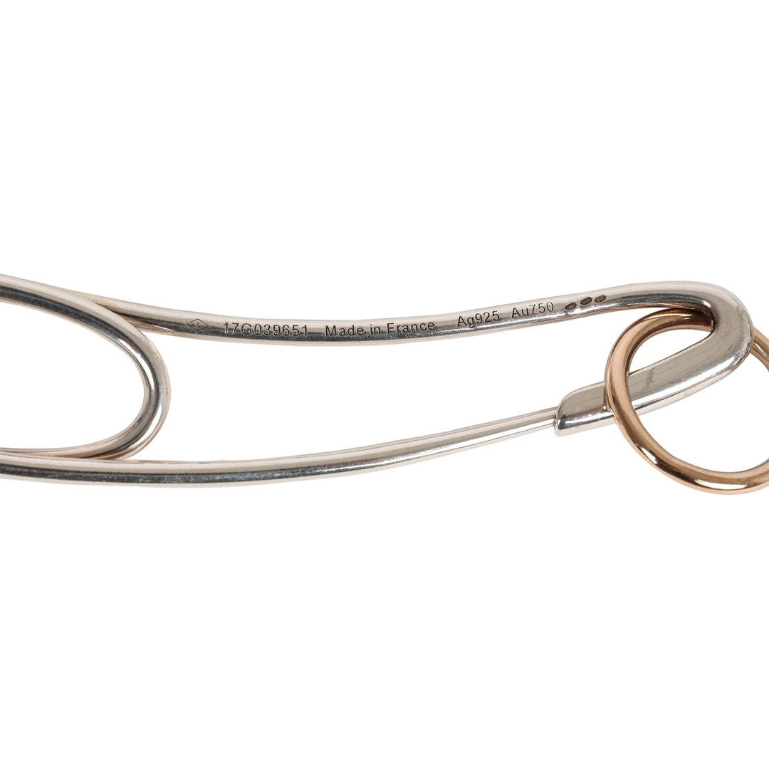 Top quality Hermes Silver and Rose Gold Chain D'ancre Punk Long Double Necklace