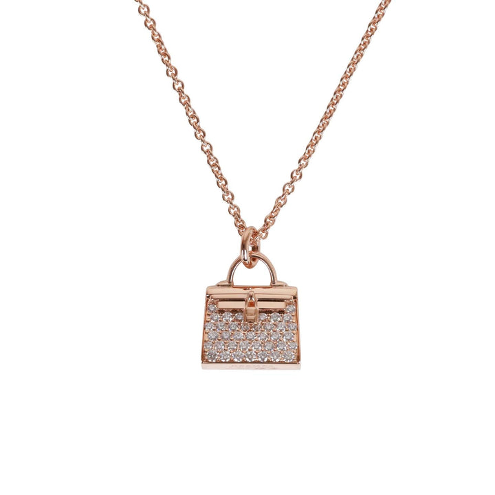 Top quality Hermes 18k Rose Gold Diamond Kelly Amulettes Pendant Necklace