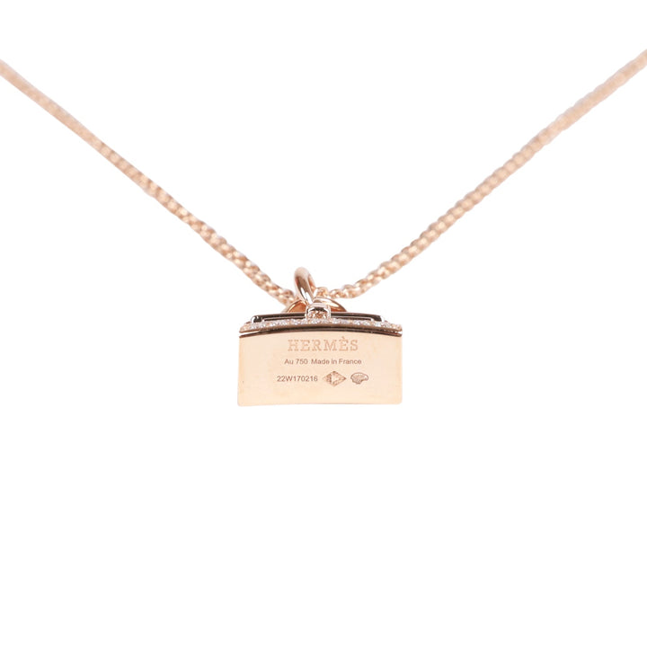 Top quality Hermes 18k Rose Gold Diamond Kelly Amulettes Pendant Necklace