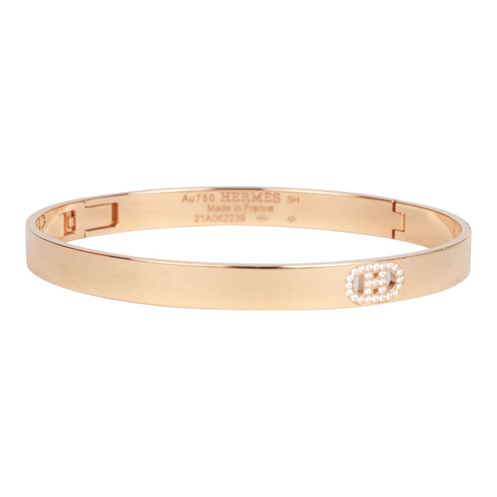 Top quality Hermes 18k Rose Gold Diamond H D'Ancre Bracelet
