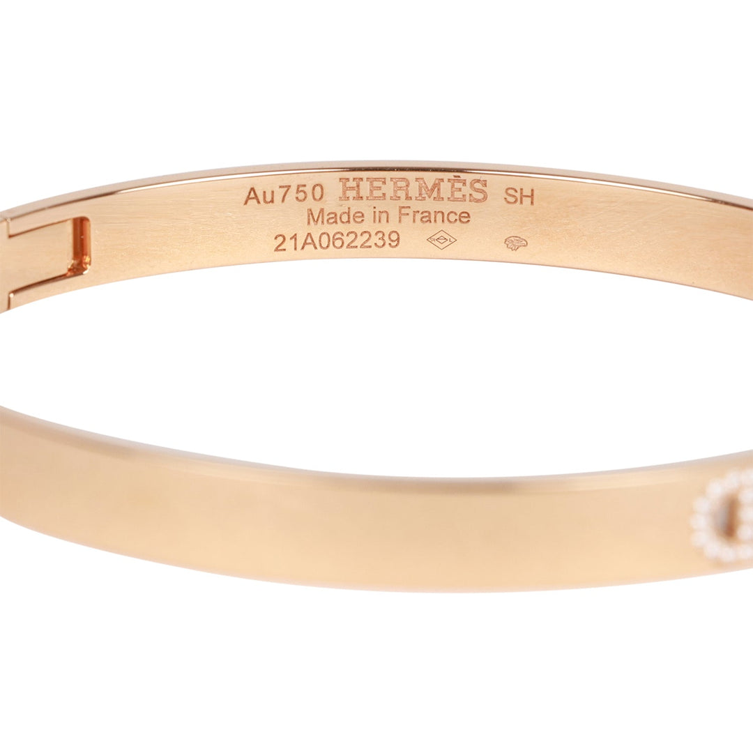 Top quality Hermes 18k Rose Gold Diamond H D'Ancre Bracelet
