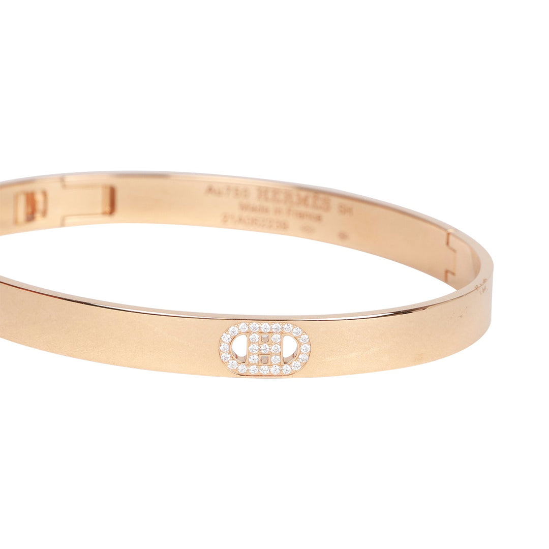 Top quality Hermes 18k Rose Gold Diamond H D'Ancre Bracelet