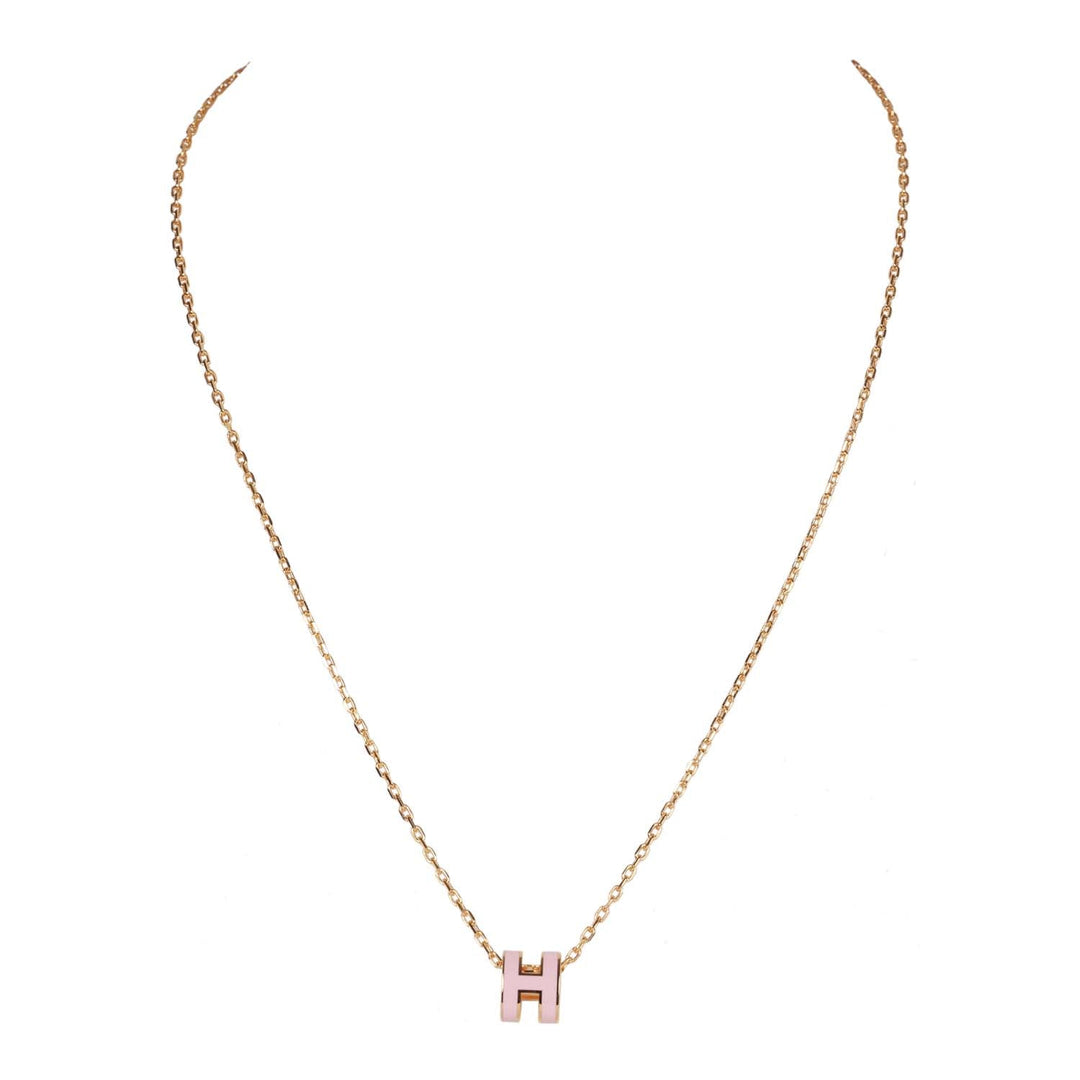 Top quality Hermes Rose Dragee Mini Pop H Pendant Necklace