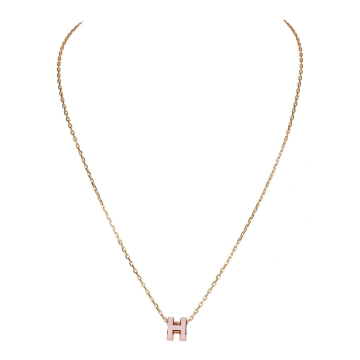 Top quality Hermes Rose Dragee Mini Pop H Pendant Necklace