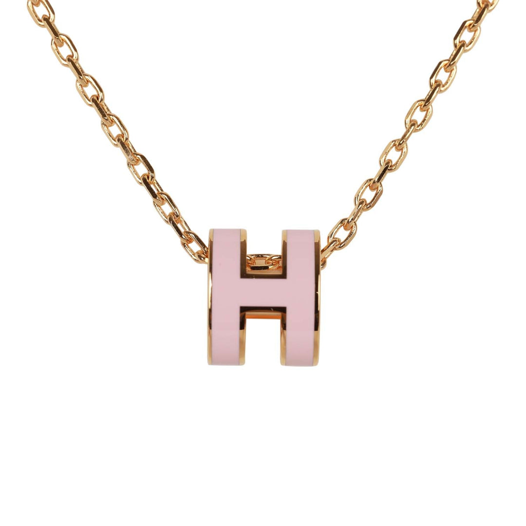 Top quality Hermes Rose Dragee Mini Pop H Pendant Necklace
