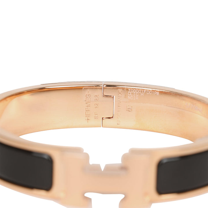 Top quality Hermes Black Clic Clac H Narrow Enamel Bracelet PM Gold Hardware