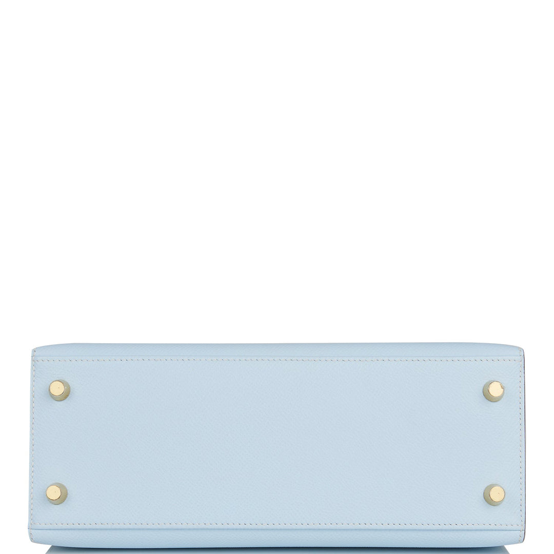 Hermes Kelly 25 Sellier Bleu Brume Epsom Gold Hardware