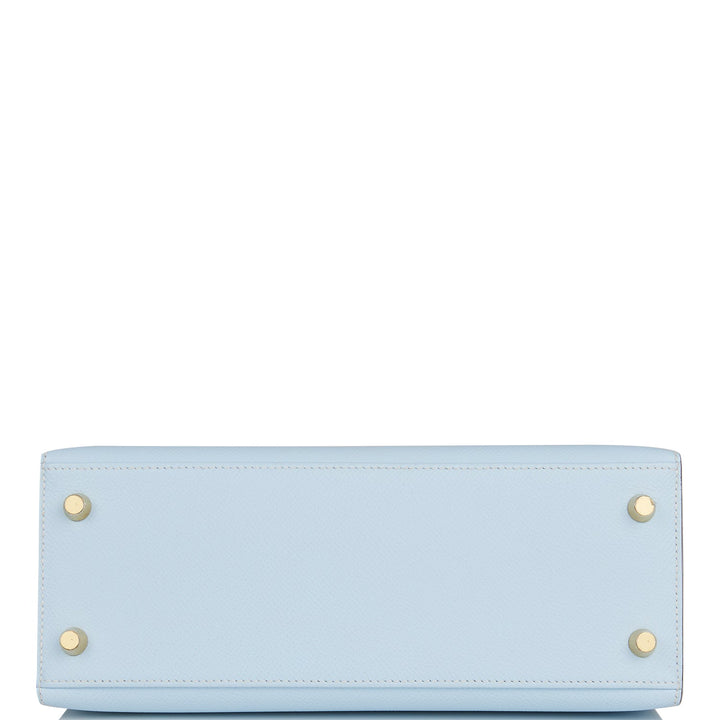 Hermes Kelly 25 Sellier Bleu Brume Epsom Gold Hardware