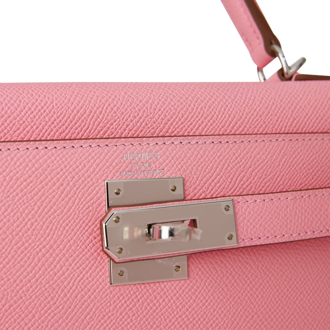 Hermes Kelly 28 Sellier Rose Confetti Epsom Palladium Hardware