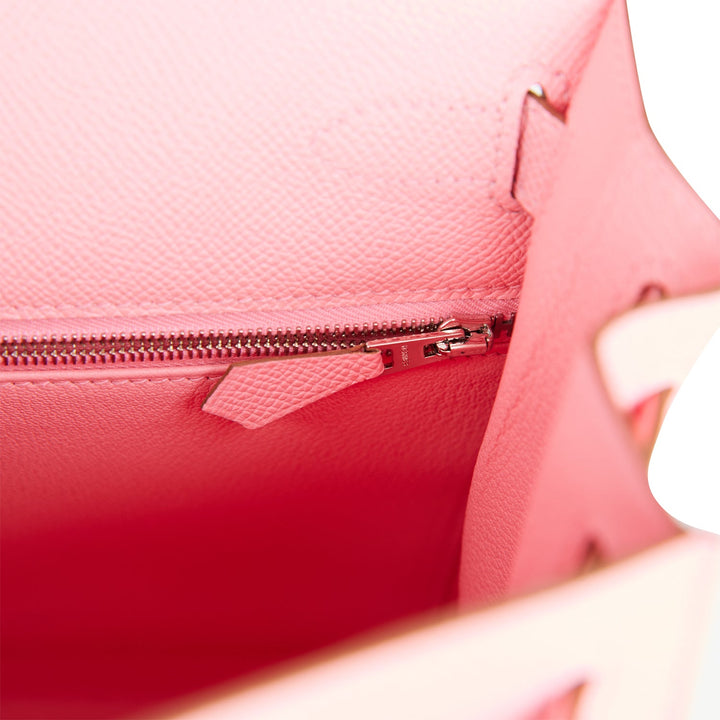 Hermes Kelly 28 Sellier Rose Confetti Epsom Palladium Hardware