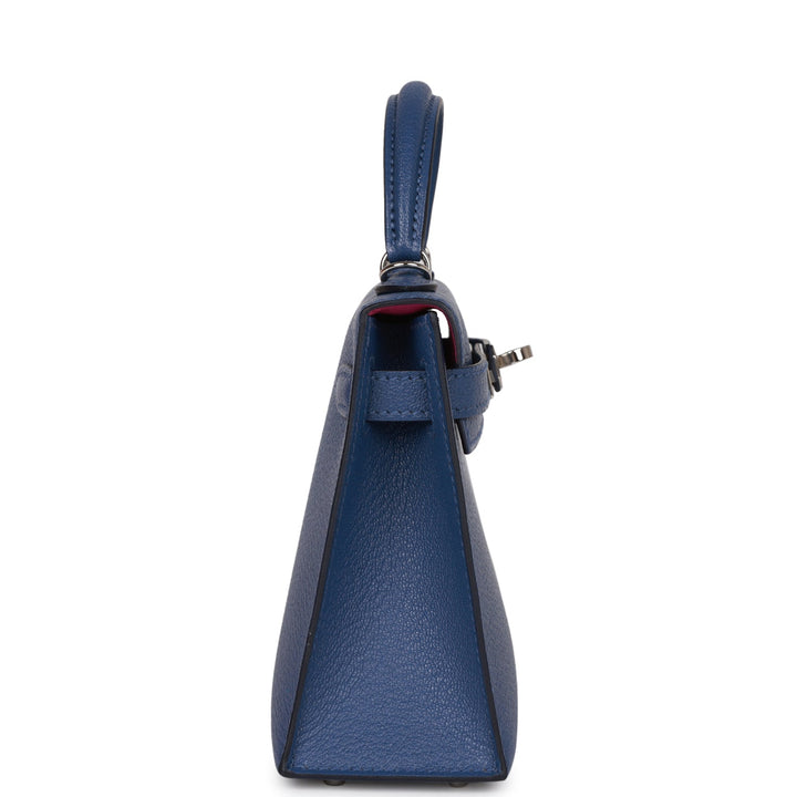 Hermes Kelly 20 Sellier Bleu Brighton Verso Chevre Palladium Hardware