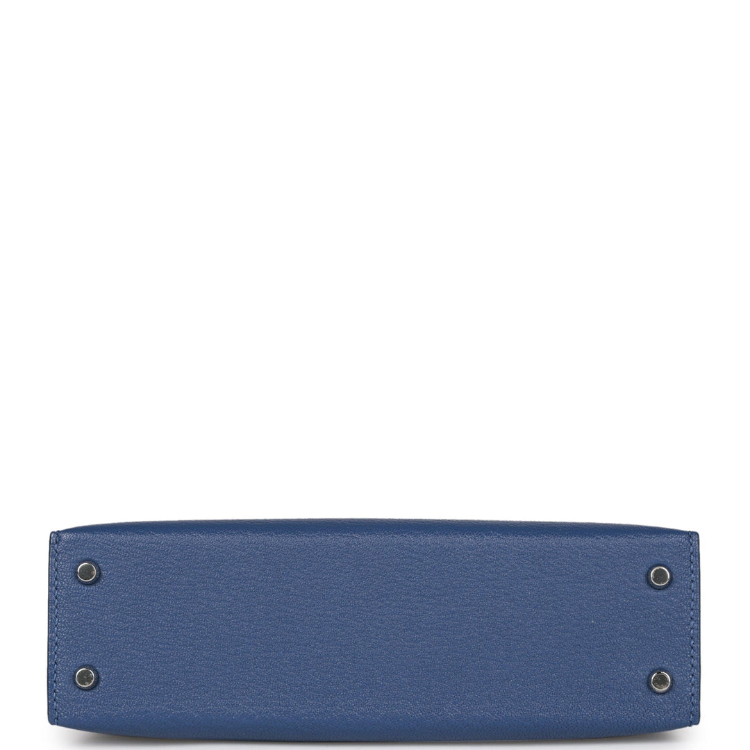 Hermes Kelly 20 Sellier Bleu Brighton Verso Chevre Palladium Hardware