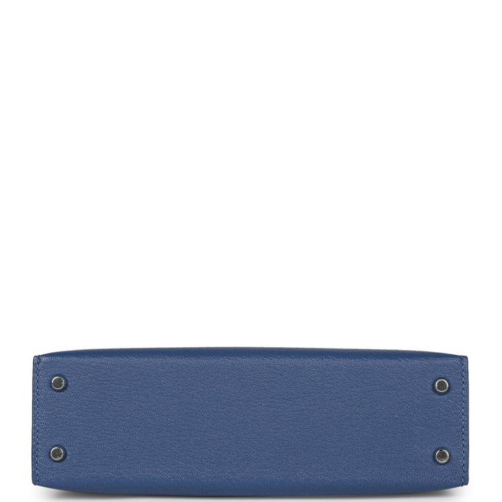 Hermes Kelly 20 Sellier Bleu Brighton Verso Chevre Palladium Hardware