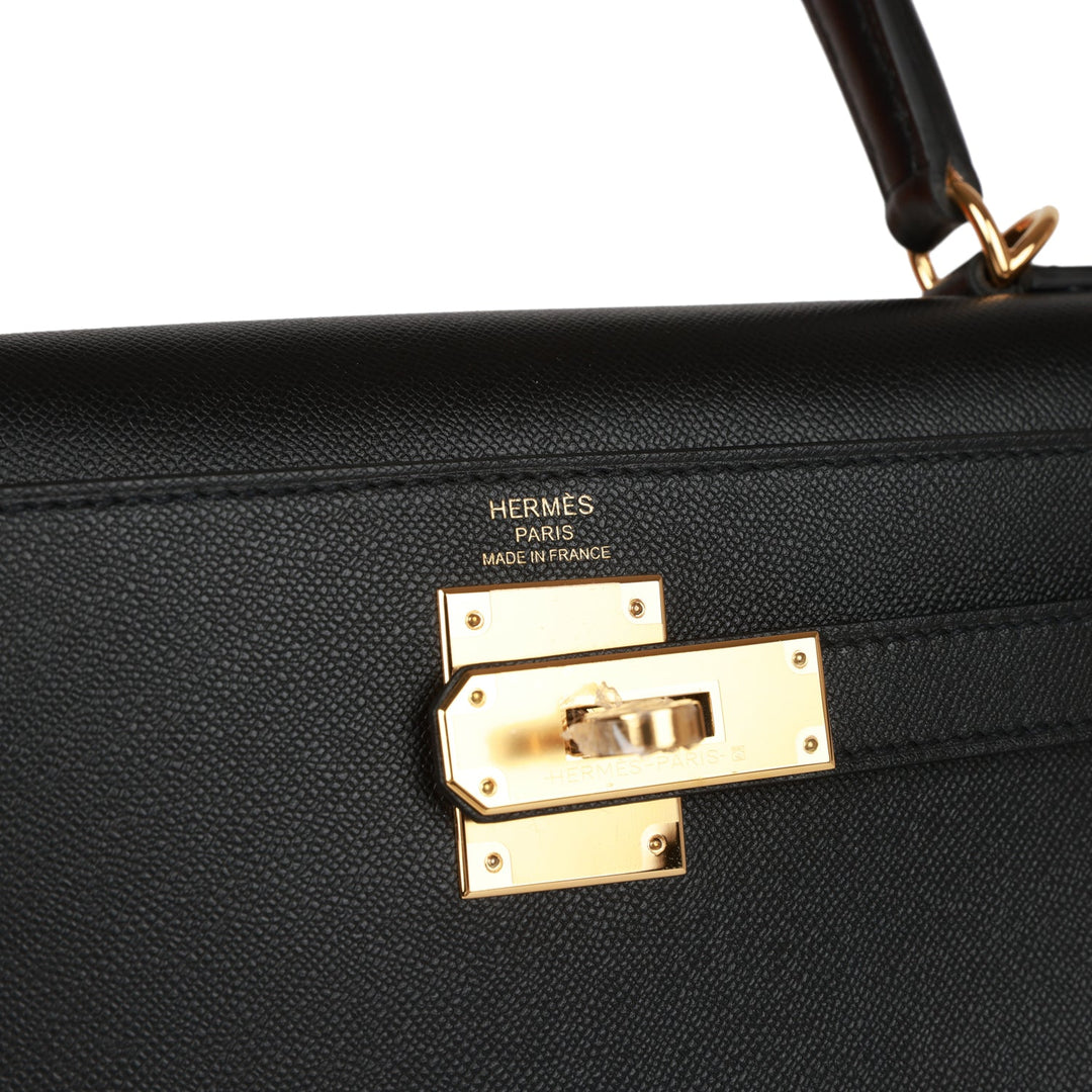 Top quality Hermes Kelly Sellier 28 Black Madame Gold Hardware