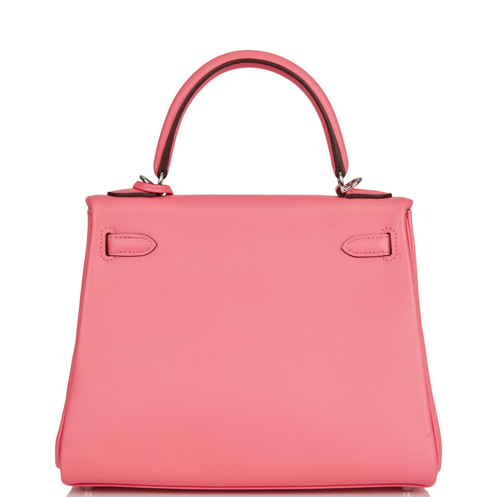 Hermes Kelly 25 Retourne Rose Azalee Swift Palladium Hardware