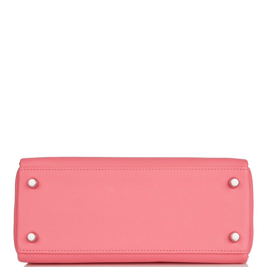 Hermes Kelly 25 Retourne Rose Azalee Swift Palladium Hardware