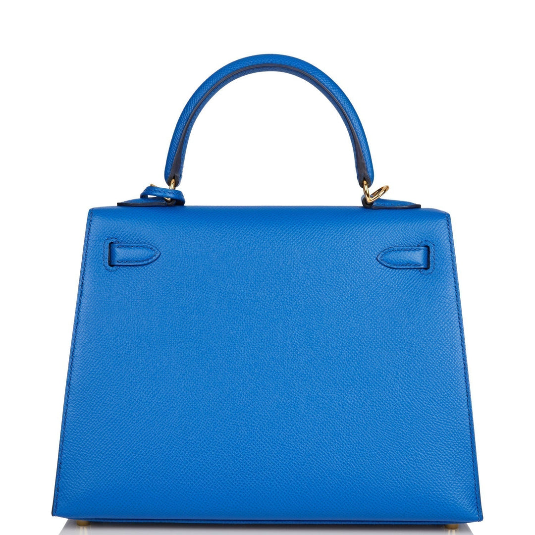 Hermes Kelly 25 Sellier Bleu France Epsom Gold Hardware