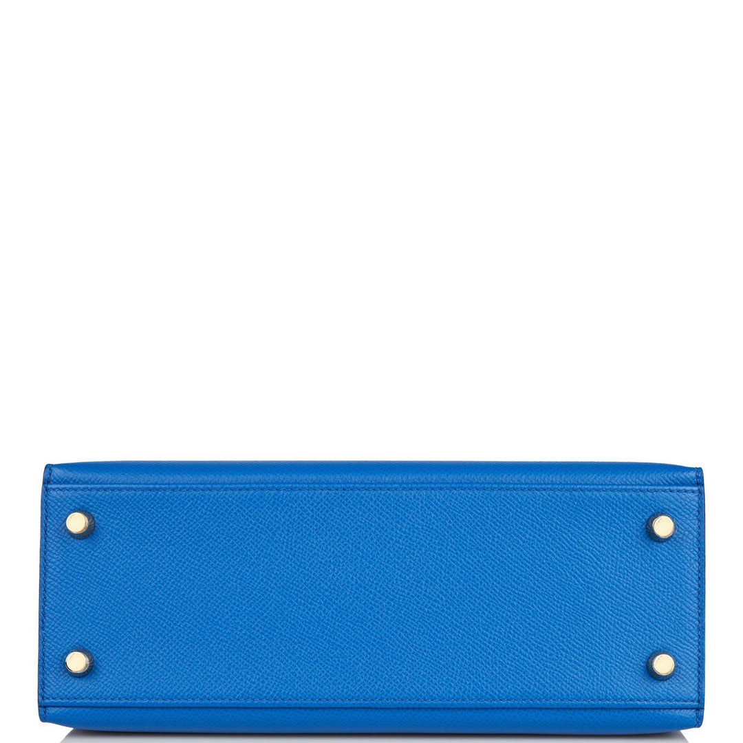 Hermes Kelly 25 Sellier Bleu France Epsom Gold Hardware