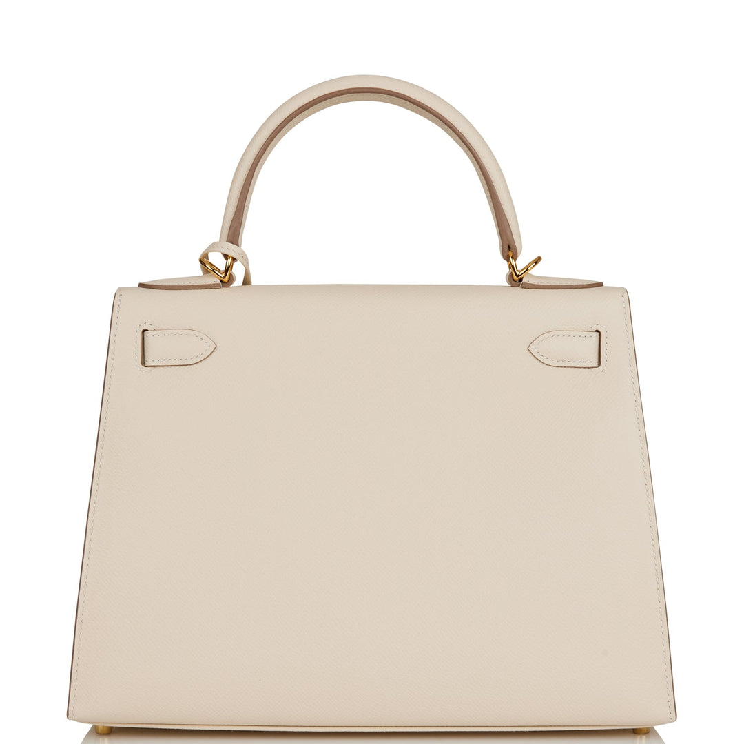 Hermes Kelly 28 Sellier Craie Epsom Gold Hardware