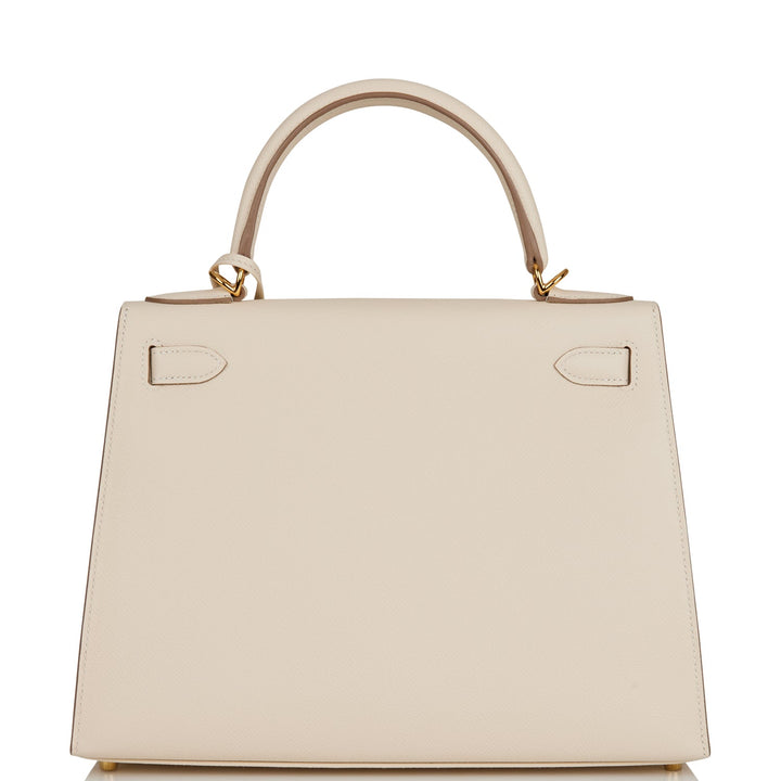 Hermes Kelly 28 Sellier Craie Epsom Gold Hardware