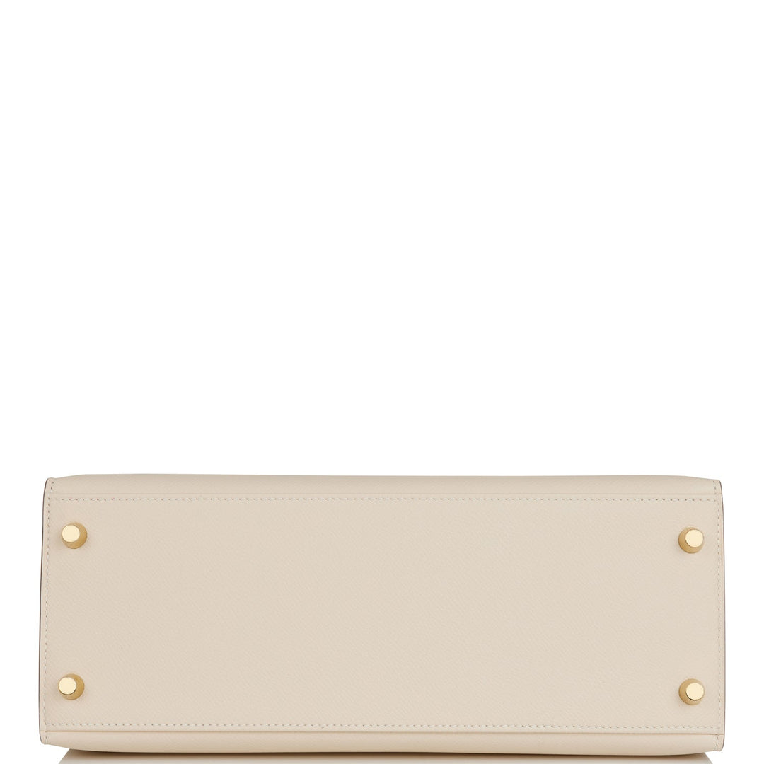 Hermes Kelly 28 Sellier Craie Epsom Gold Hardware