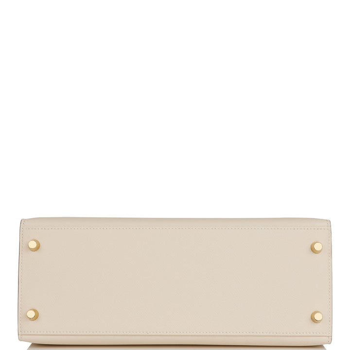 Hermes Kelly 28 Sellier Craie Epsom Gold Hardware