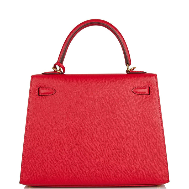 Hermes Kelly 25 Sellier Rouge Casaque Epsom Gold Hardware
