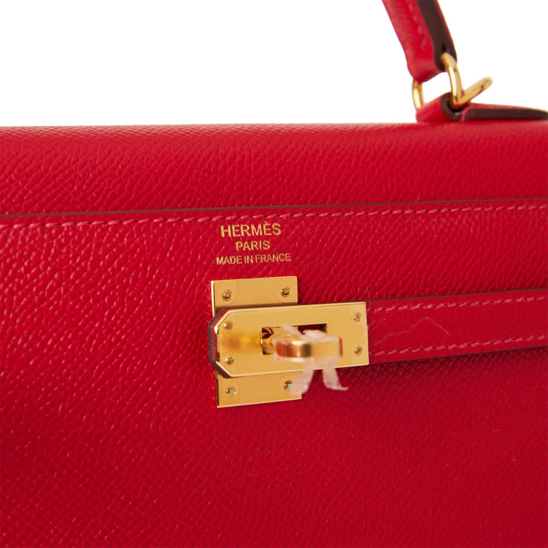 Hermes Kelly 25 Sellier Rouge Casaque Epsom Gold Hardware