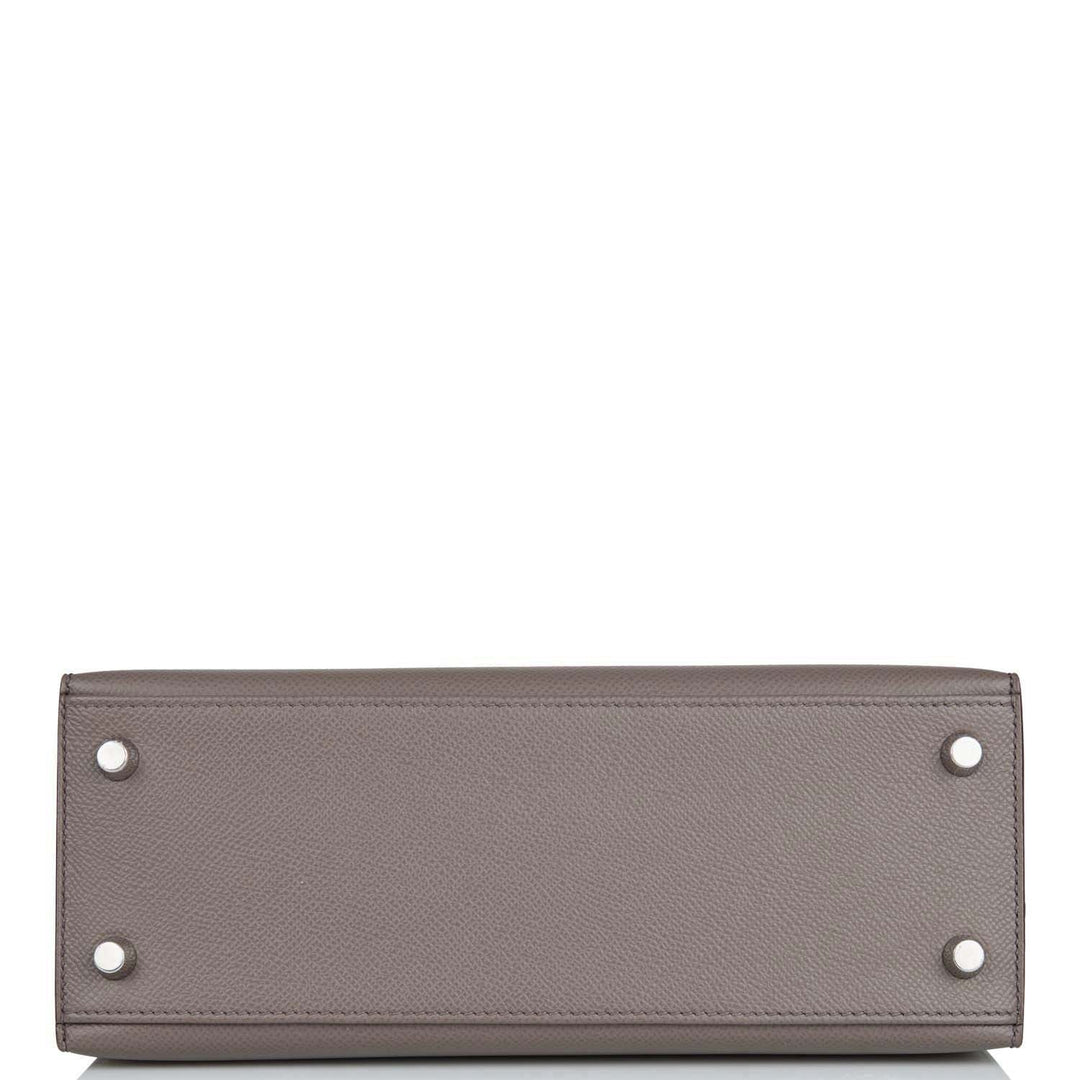 Hermes Kelly 25 Sellier Etain Epsom Palladium Hardware