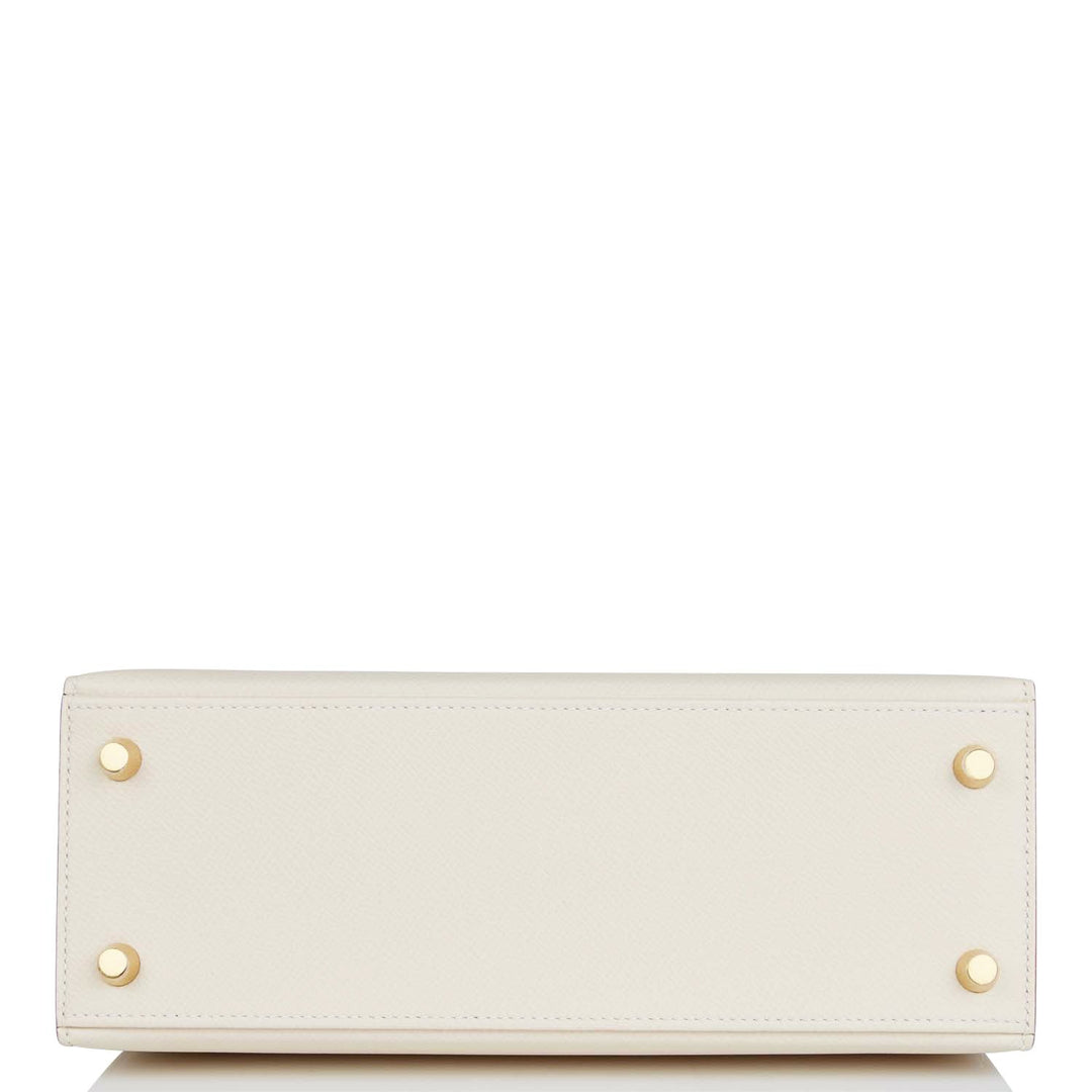 Hermes Kelly 25 Sellier Craie Epsom Gold Hardware