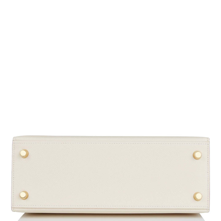 Hermes Kelly 25 Sellier Craie Epsom Gold Hardware