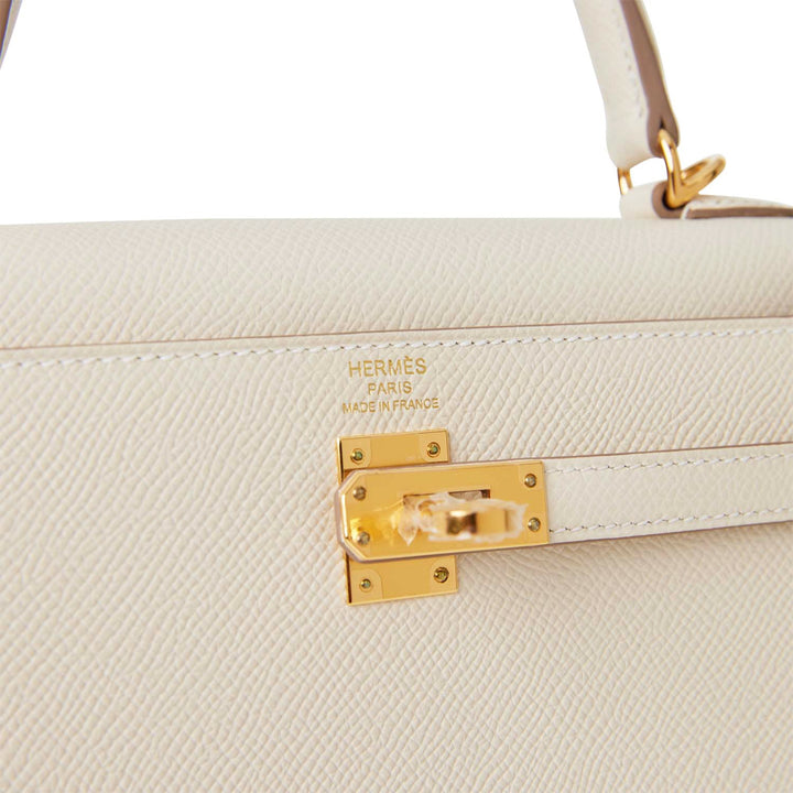 Hermes Kelly 25 Sellier Craie Epsom Gold Hardware