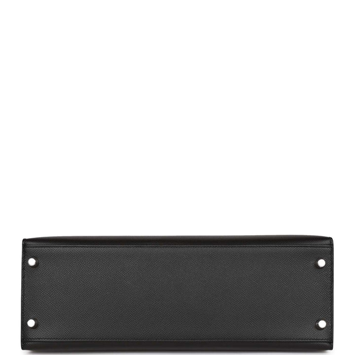 Top quality Hermes Kelly Sellier 32 Black Epsom Palladium Hardware