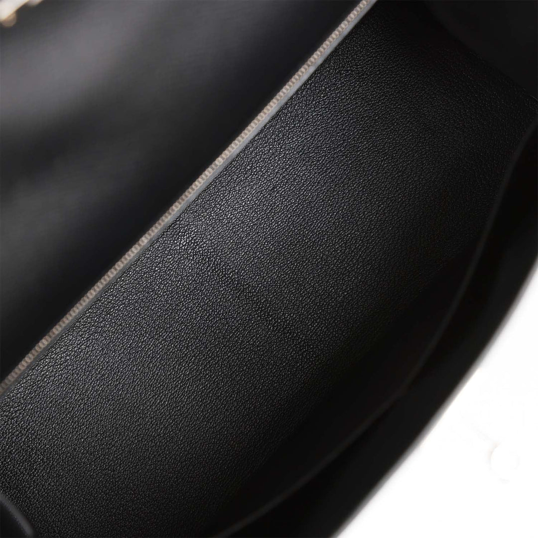 Top quality Hermes Kelly Sellier 32 Black Epsom Palladium Hardware